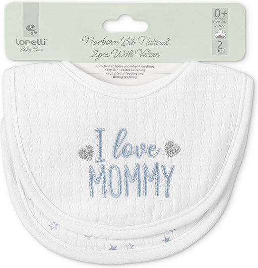 Lorelli Bib Fabric with Hoop & Loop Fastener Boy Blue for 0 m+ 2pcs