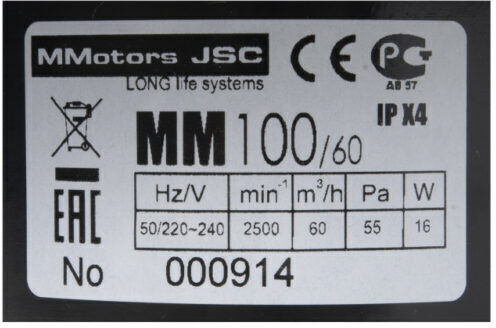 Mmotors De perete Ventilator de Baie Negru