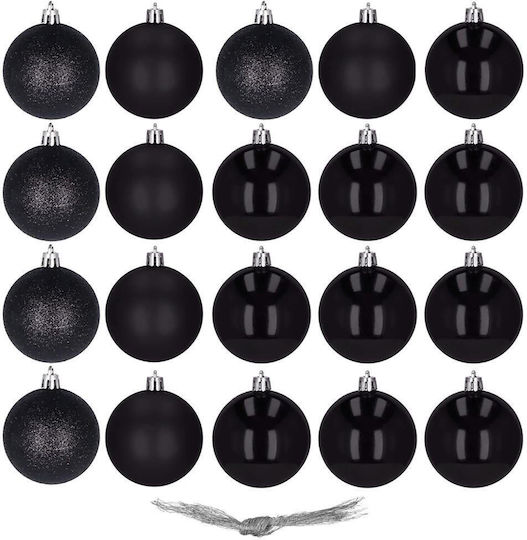 Christmas Ball Set 20 Pieces 3 Designs 4cm Black