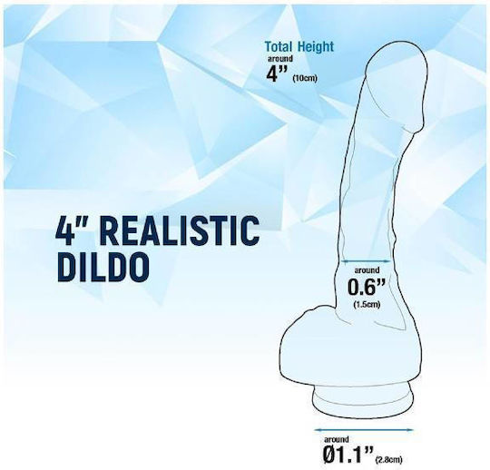 Nanma Ρεαλιστικό Dildo με Όρχεις και Βεντούζα Διάφανο 10cm