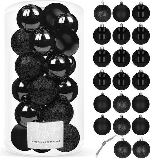 Christmas Ball Set 20 Pieces 3 Designs 4cm Black