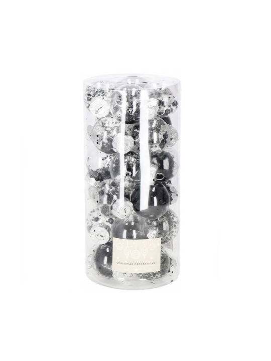 Unique Christmas Tree Ball Ornament Set 24 Pieces 5cm Transparent Black Interior