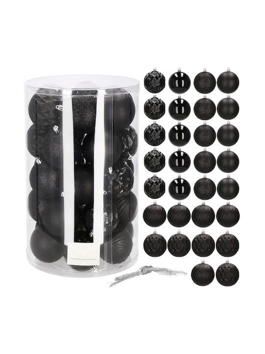Christmas Ball Set 30 Pieces 8cm 6 Designs Black
