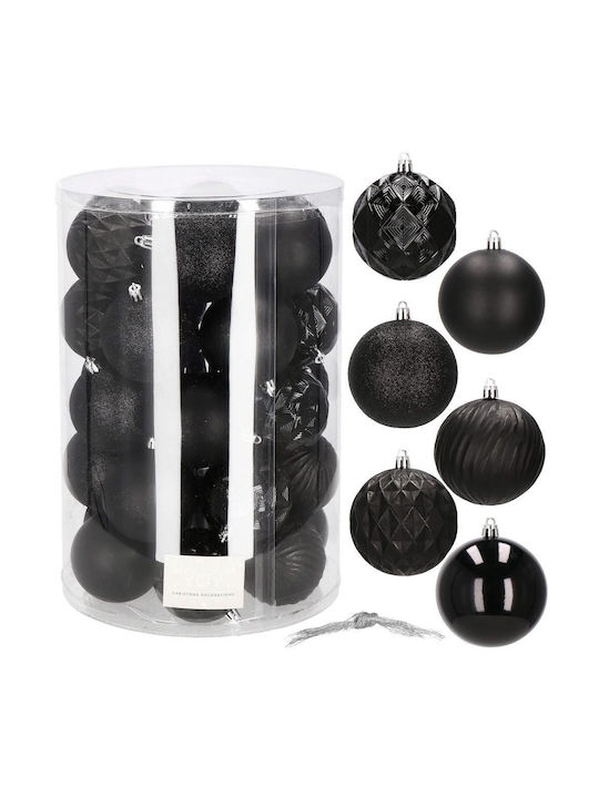Christmas Ball Set 30 Pieces 8cm 6 Designs Black