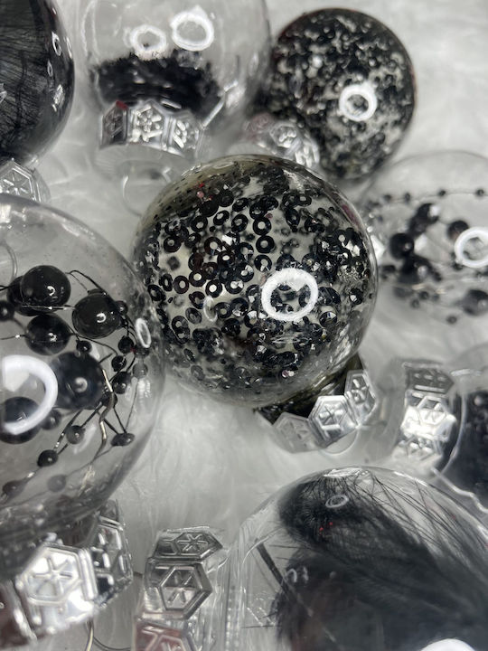 Unique Christmas Ball Set 24 Pieces 5cm Transparent Black Interior