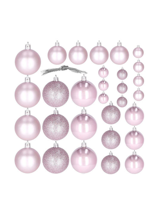 Weihnachtsbaumschmuck Set 30 Stück 3 Sorten 4 5 6cm Rosa