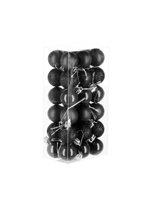 Set Globuri De Crăciun 36 Bucăți 3 Modele 3cm Negre