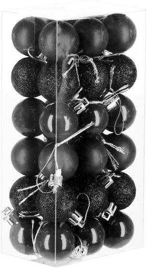 Christmas Bauble Set 36 Pieces 3 Designs 3cm Black