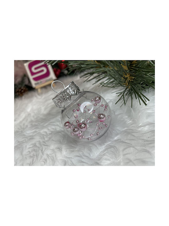 Unique Christmas Bauble Set 24 Pieces 5cm Transparent Pale Pink