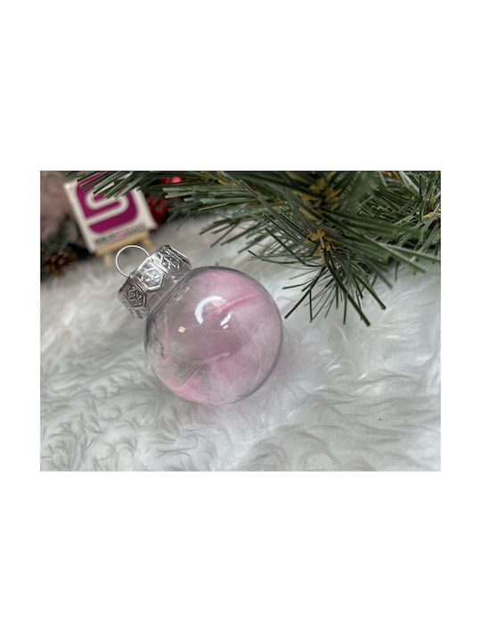 Unique Christmas Bauble Set 24 Pieces 5cm Transparent Pale Pink