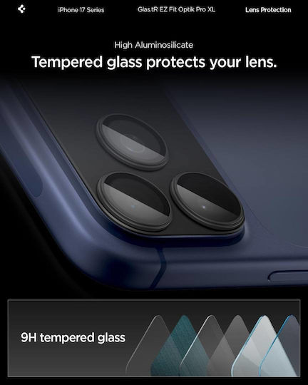 Spigen Sgp Glas.tr Optik Pro Xl Ez Fit Camera Protector Frame Lens Protection Glass 9h Camera Lens Apple iPhone 17 Pro Max 6.9 5g 2025 Black Agl10649