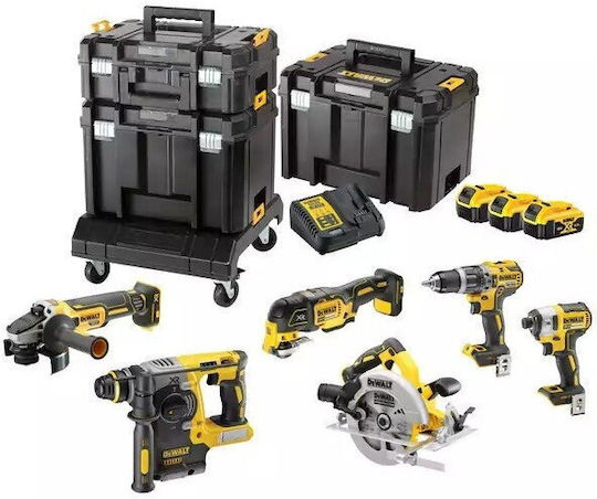 DEWALT DCK685P3T Set Circular Saw & Drill Driver & Impact Screwdriver & Jigsaw & Lens Brushless 18V with 3 Batteries 5Ah and Case