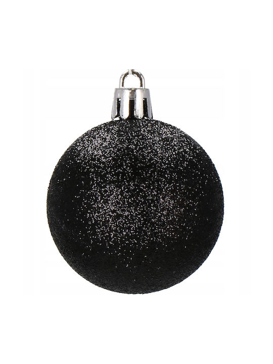 Set Ornamente De Crăciun Pentru Brad Globuri Negre 77 Bucăți Diverse Mărimi