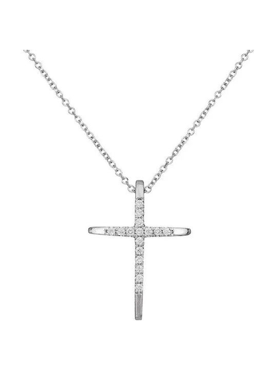 Damen Weißgold Kreuz 18K mit Kette