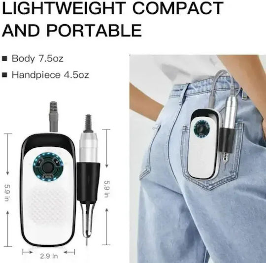 SML M7 Nagelfräser Batterie 25W Weiß mit 35000 Umdrehungen pro Minute