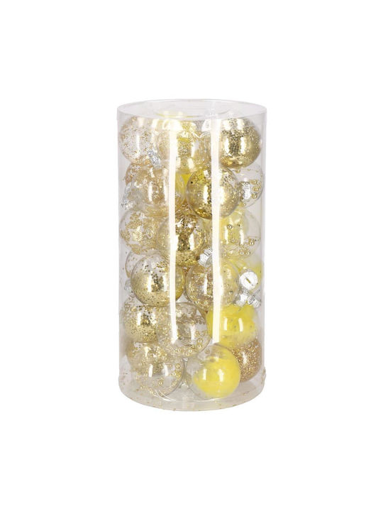 Unique Christmas Ornament Set 30 Pieces 7cm Transparent Gold