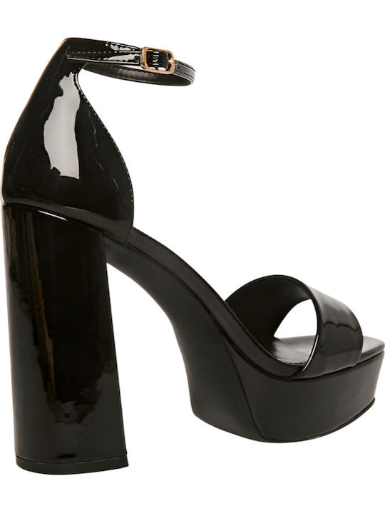 Omega Sandals from Patent Leather Black