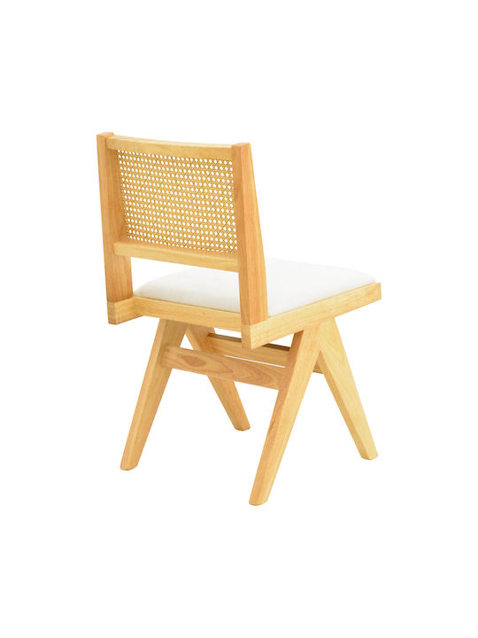Winslow Dining Room Wooden Chair Natural Shade - White Fabric 46x58x80cm