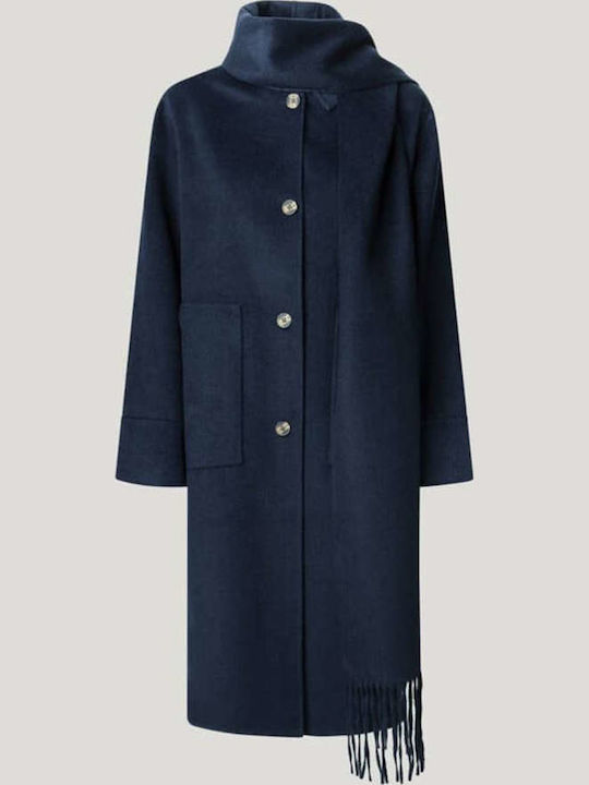 Women's Blue Coat with Buttons