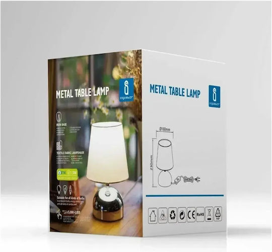 ForHome Μεταλλικό Πορτατίφ για Ντουί E14 με Ασημί Καπέλο και Βάση