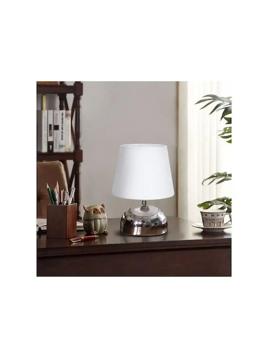ForHome Μεταλλικό Πορτατίφ για Ντουί E14 με Ασημί Καπέλο και Βάση