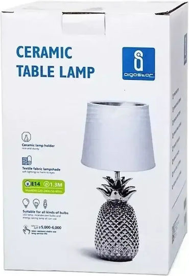 ForHome Ceramic Table Lamp for Socket E14 with Black Shade and Silver Base