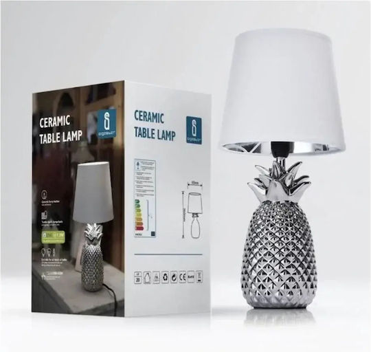 ForHome Ceramic Table Lamp for Socket E14 with Black Shade and Silver Base