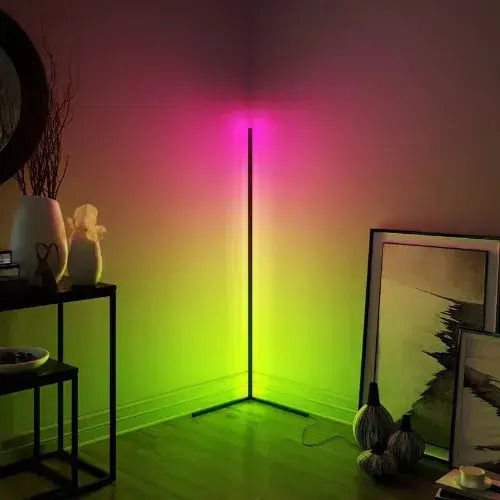 LED Подова Лампа с RGB Светлина Черен