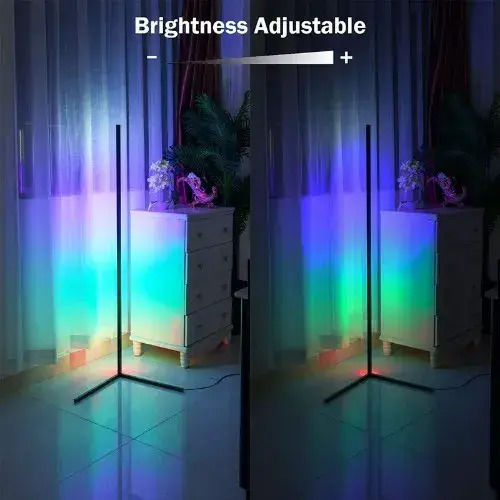 LED Подова Лампа с RGB Светлина Черен
