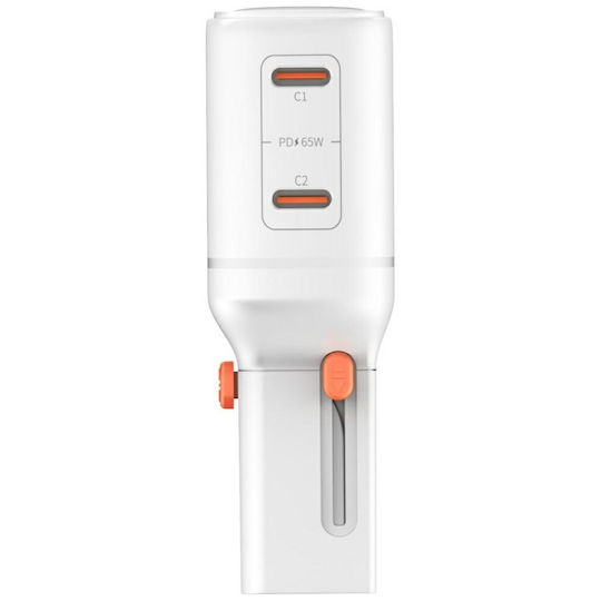 4Smarts Φορτιστής Χωρίς Καλώδιο με 2 Θύρες USB-C 65W Quick Charge 3.0 / Power Delivery Λευκός (Nomad Pocket)