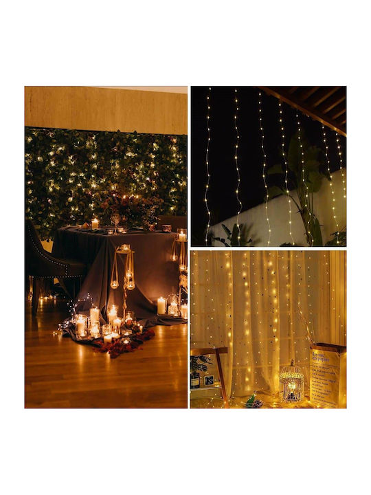200 Lights LED 2m. x 200cm Warm White USB type Curtain 10pcs