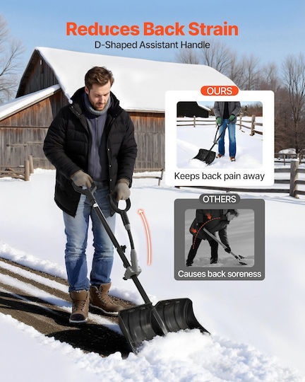 Vevor Snow Shovel Road Snow Shovel Width 45.5 cm Auxiliary D-Shaped Handles Non-Slip High Capacity Handle Snow Shovels Lightweight Snow Removal Tool Garden Car Camping Outdoor Spaces
