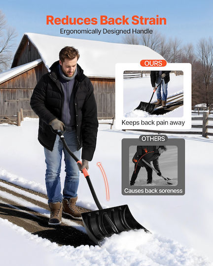 Vevor Schneeschaufel Straßen Schneeschaufel Mit 42 Cm Breite D-Form Griff Aluminiumblatt Große Kapazitäts Schneeschaufeln Leichtes Werkzeug zur Schneeräumung Garten Auto Camping Outdoor