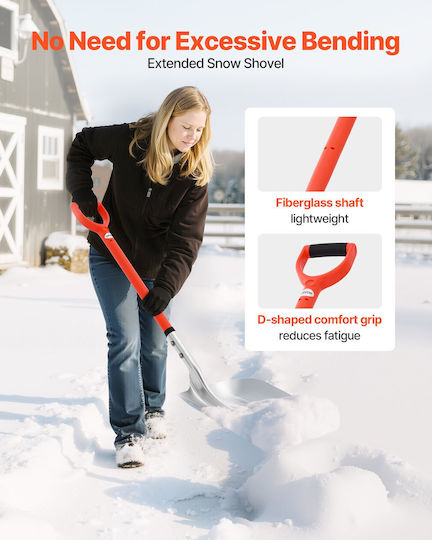 Snow Shovel Vevor Road 35 cm Wide Snow Shovel Aluminum Alloy D-Shaped Handles Large Capacity Snow Removal Shovels Lightweight Snow Removal Tool Garden Car Camping