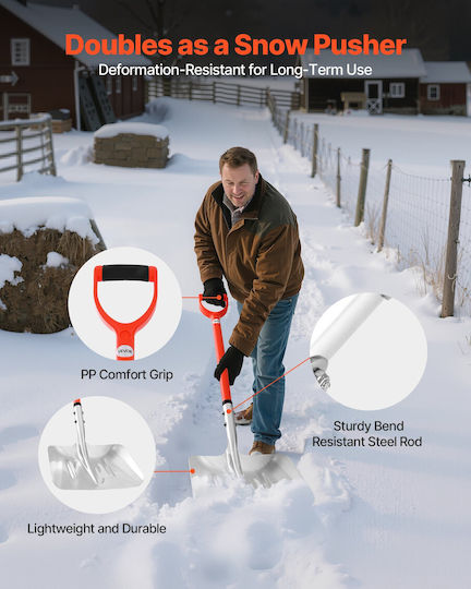 Snow Shovel Vevor Road 35 cm Wide Snow Shovel Aluminum Alloy D-Shaped Handles Large Capacity Snow Removal Shovels Lightweight Snow Removal Tool Garden Car Camping