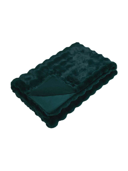 vidaXL Furry Double Bed Blanket 220x240cm Dark Green
