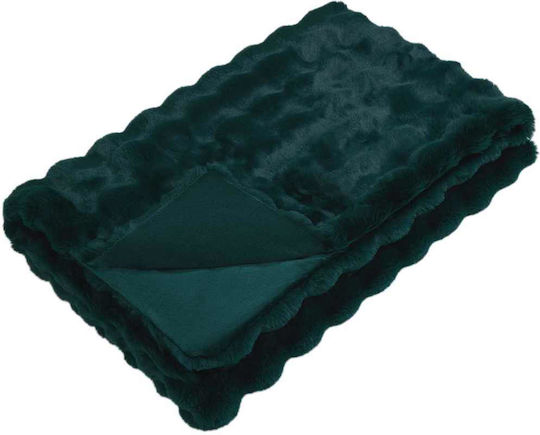 vidaXL Furry Double Bed Blanket 220x240cm Dark Green