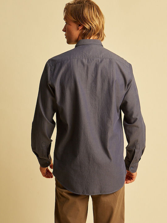 Long Sleeve Cotton Shirt in Regular Fit Anthracite