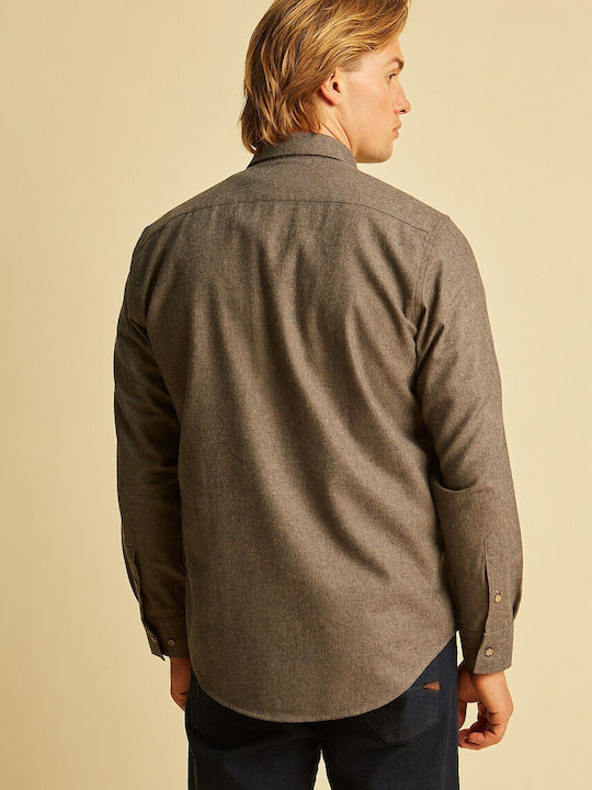 Дълъг Ръкав Фланелен Overshirt с Стандартна Кройка Сив