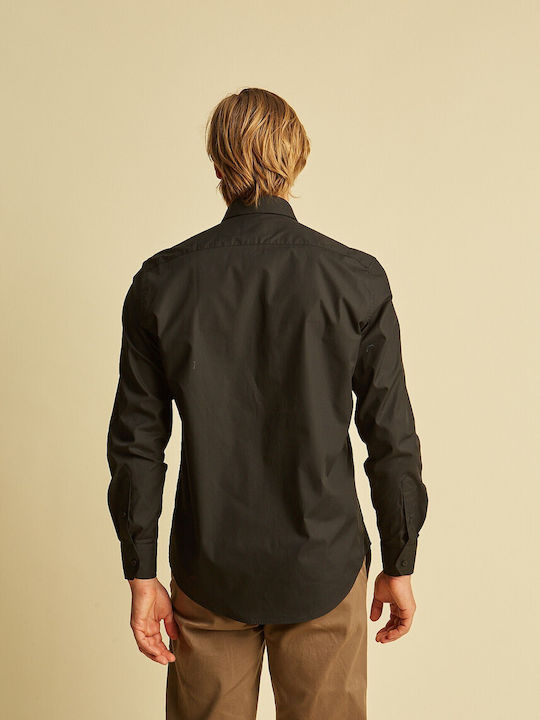 Long-sleeved Cotton Shirt Black