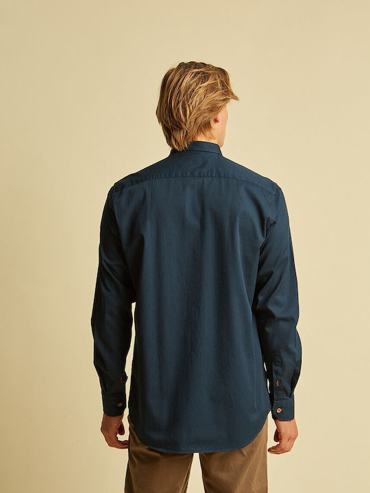 Langärmlig Baumwolle Hemd Blue