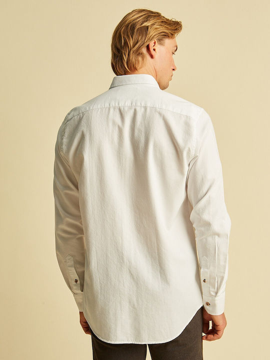 Long Sleeve Cotton Shirt in Regular Fit White