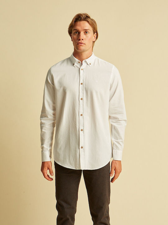 Long Sleeve Cotton Shirt in Regular Fit White