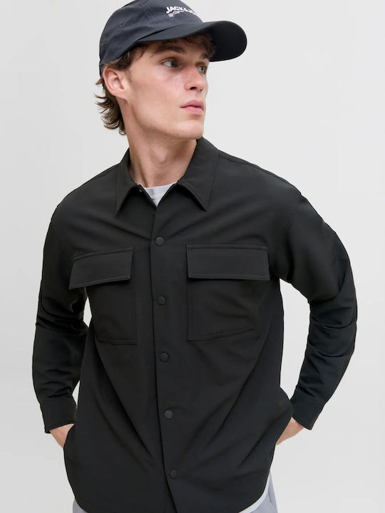 Overshirt Mânecă Lungă În Linie Lată Negru