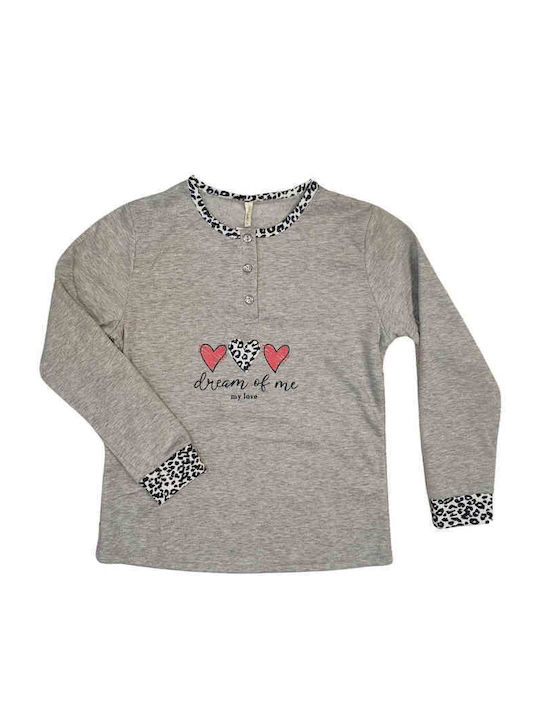Lovelx Homewear Χειμερινό Γυναικείο Σετ Πιτζάμας Βαμβακερό Γκρι Lovelx Homewear Χειμερινό Γυναικείο Σετ Πιτζάμας Βαμβακερό Γκρι