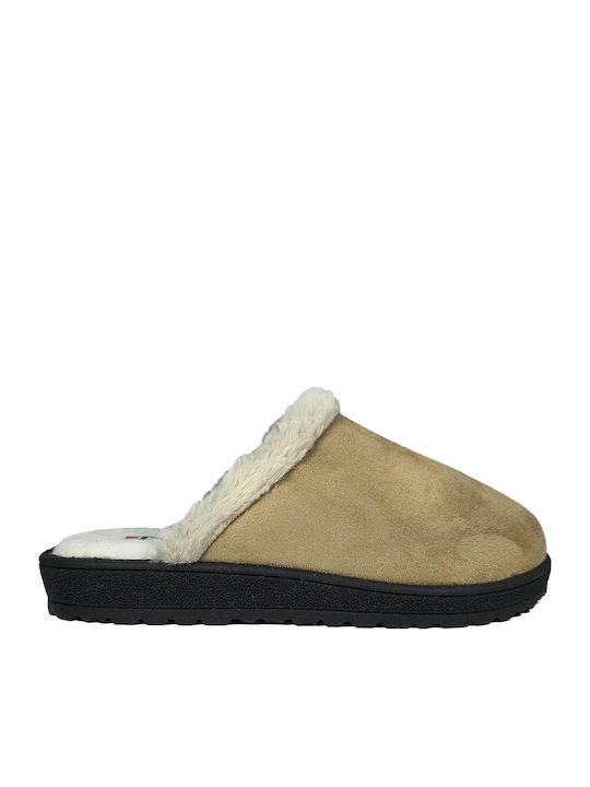 Anatomische Damen Hausschuhe mit Fell Beige