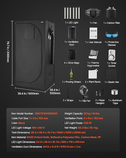 Vevor Grow Light με LED Μ100xΒ100εκ.