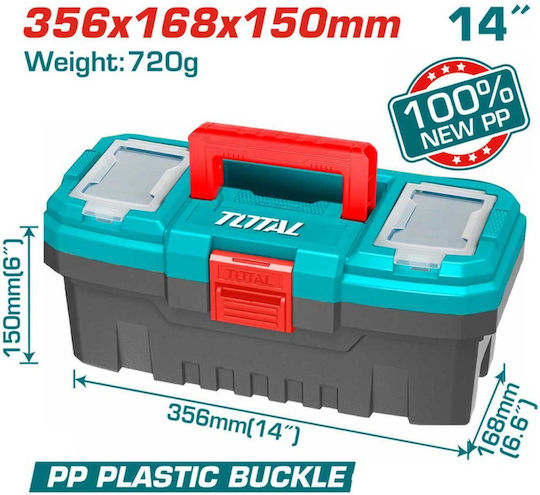 Total Hand Tool Case Plastic with Tobacco Case Dimensions: W35.6xD16.8xH16cm
