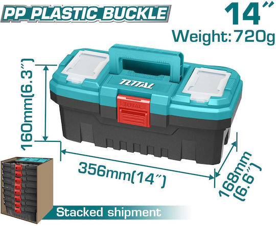 Total Hand Tool Case Plastic with Tobacco Case Dimensions: W35.6xD16.8xH16cm