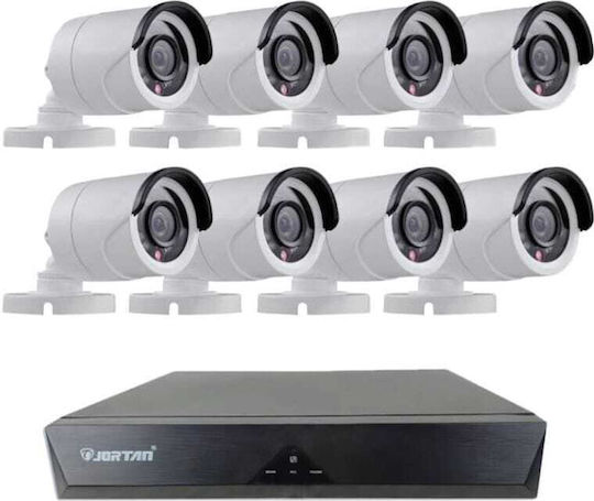 Jortan Σύστημα Παρακολούθησης 8 Καμερών CCTV με Καταγραφικό DVR